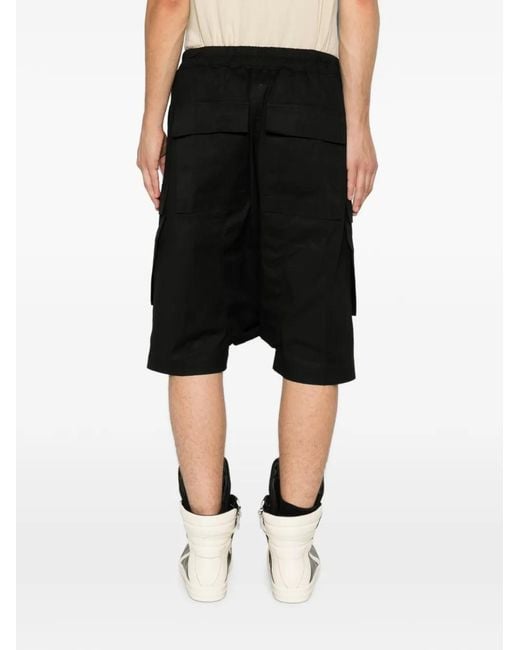 Rick Owens Black Short Cargo À Taille Élastiquée for men