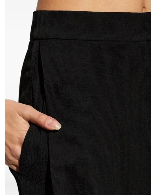 Emporio Armani Black Pleated Straight-Leg Trousers