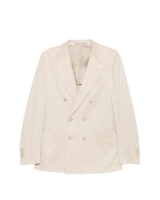 Eleventy White Double-Breasted Blazer for men