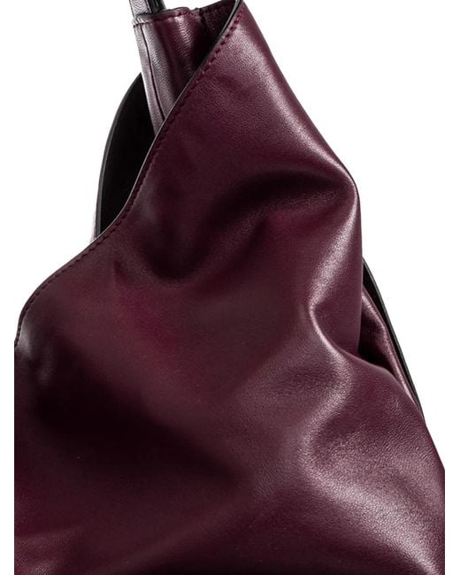 Moschino Purple Handle Me Logo-Plaque Tote Bag