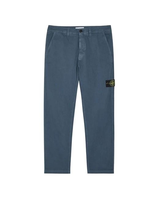 Stone Island Blue Pantalon À Patch Compass for men