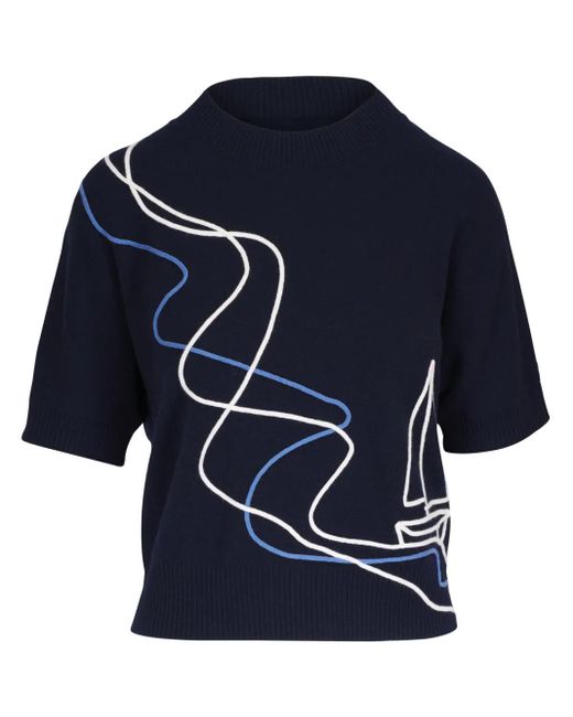 Akris Punto エンブロイダリー ニットトップ Blue