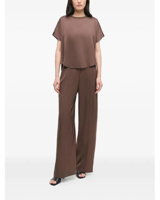 Jonathan Simkhai Brown Addy Round-Neck Blouse