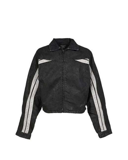 RRR123 Black Trappist Trucker Side-Stripe Zip-Up Jacket for men