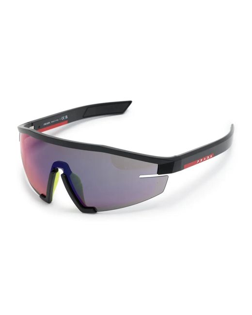 Prada Blue Linea Rossa Shield-Frame Sunglasses for men