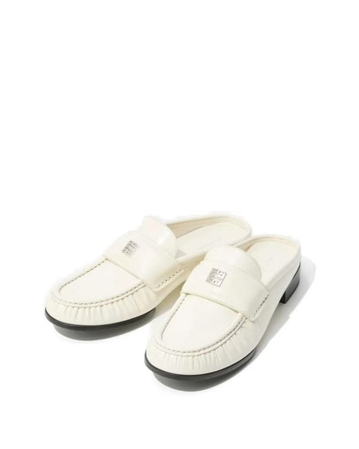 Givenchy White 4G Logo-Plaque Mules