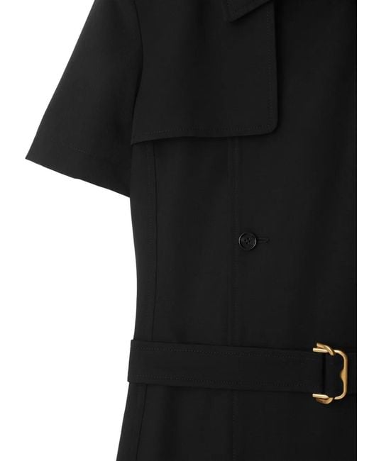 Vestido Corto Con Cinturón Burberry de color Black