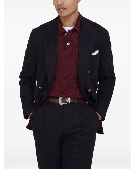 Brunello Cucinelli Meliertes Poloshirt in Red für Herren