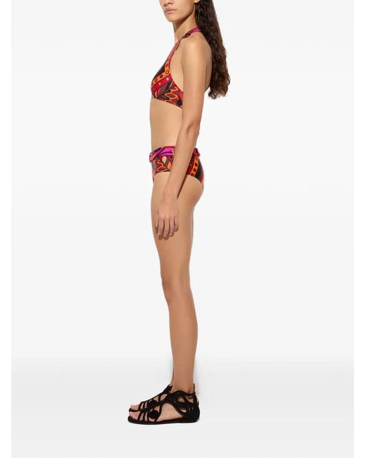 Emilio Pucci Red Vivara-Print Bandeau Bikini Top