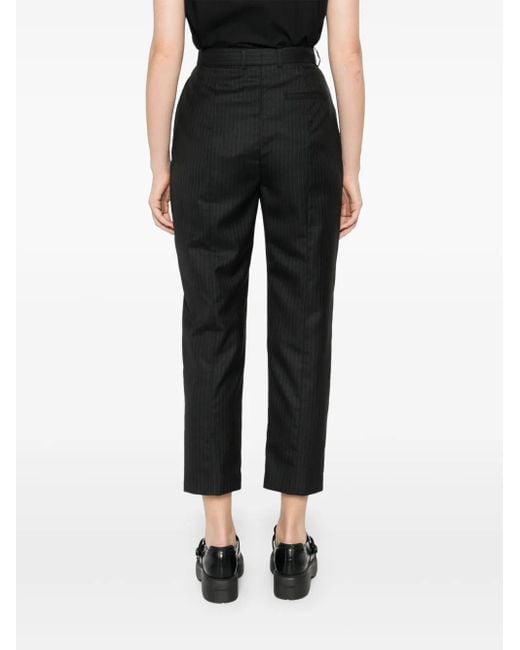McQueen Black Pinstripe-Pattern Trousers