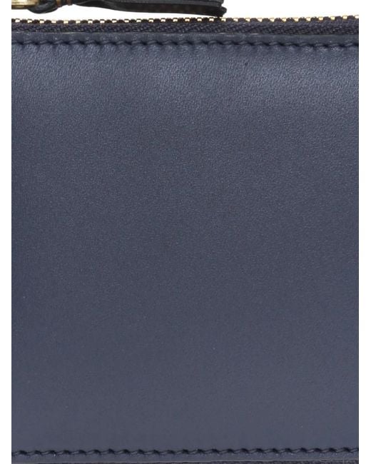 Comme des Garçons Blue Zip-Around Leather Wallet