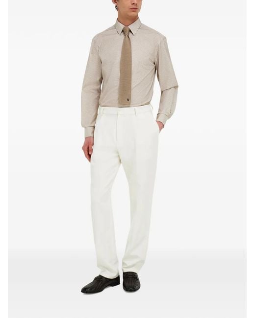 Ferragamo White Micro-Patterned Shirt for men