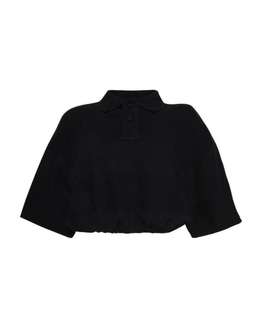 Alexander Wang Black Cropped Polo Shirt