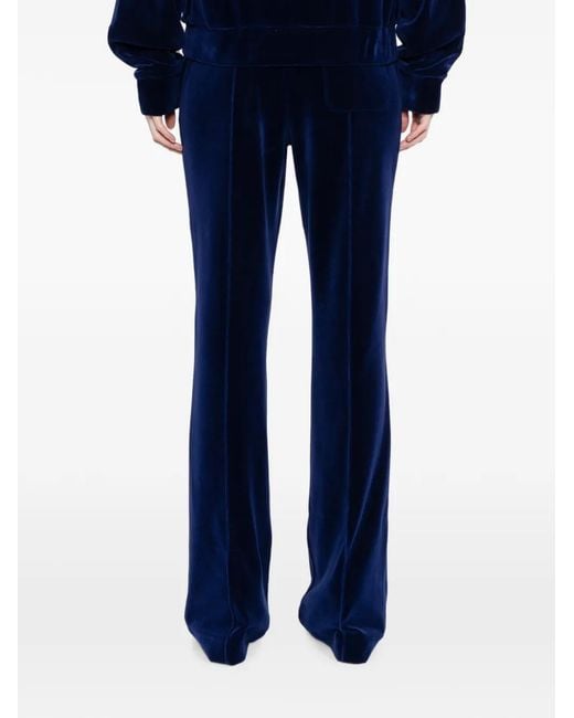Tom Ford Blue Velour Tonal Tf Embroidered Zip Hoodie