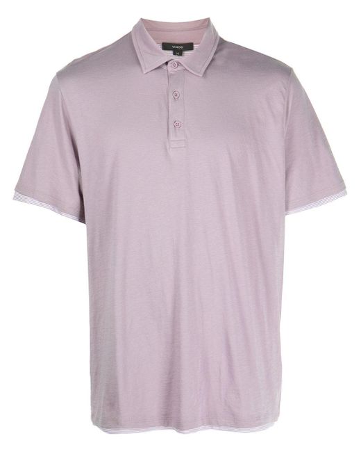Vince Cotton Stripe-trim Polo Shirt in Purple for Men | Lyst