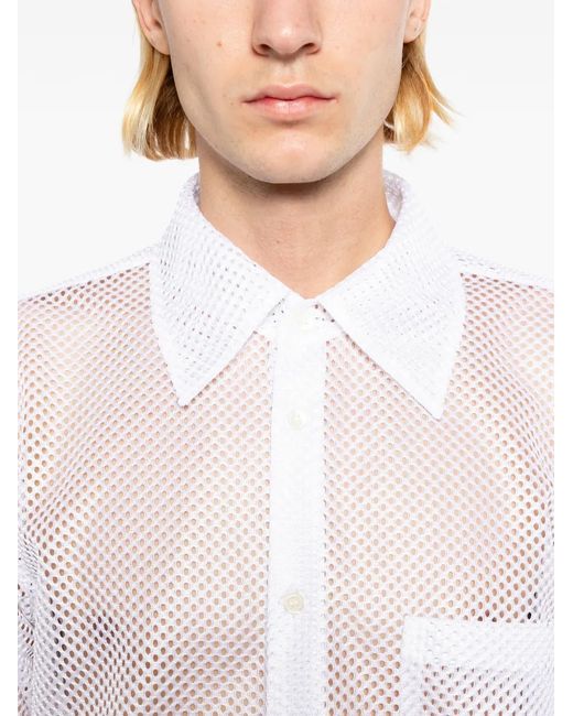 Comme des Garçons White Mesh Long-Sleeve Shirt for men