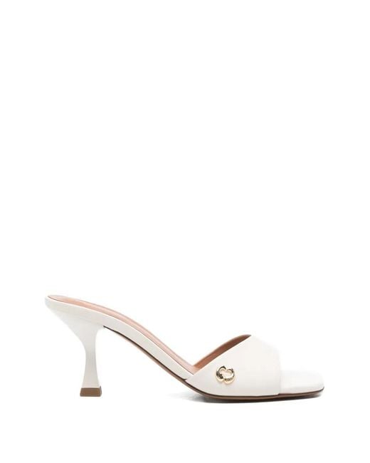 Maje White Leather Mules