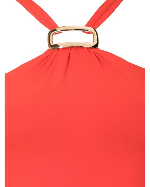 Lenny Niemeyer Red Halter-Neck Open-Back Swimsuit