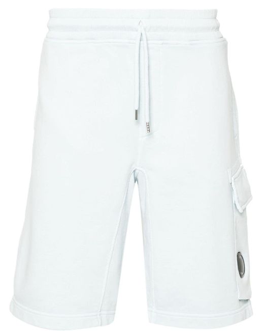 C P Company White Lens-detail Cotton Shorts for men