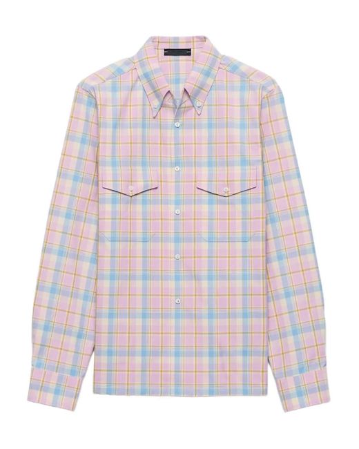 Camisa con bolsillo de parche Prada de hombre de color White