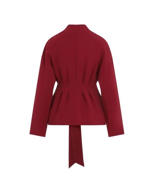Alberta Ferretti Red Belted Pleated Jacket
