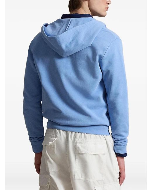 Polo Ralph Lauren Blue Logo-Embroidered Zip-Up Hoodie for men