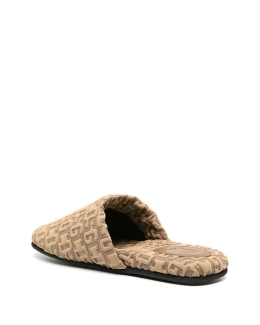 Gcds Brown Logo-Embossed Monogram Slippers