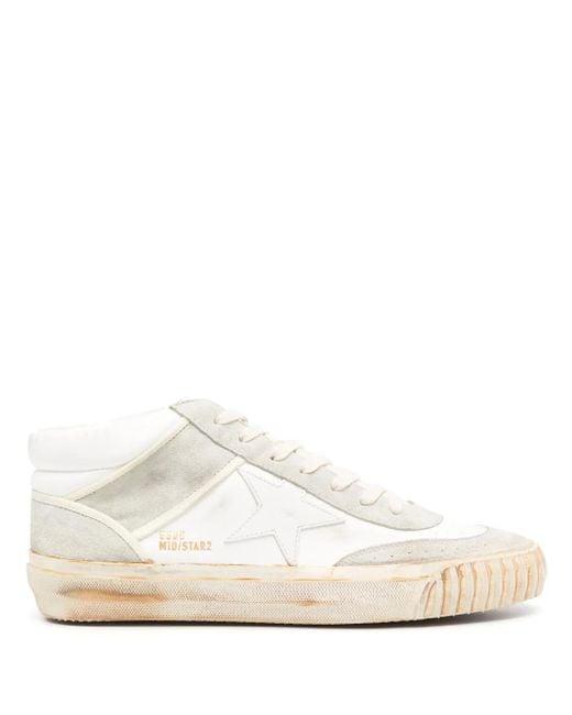 Golden Goose Deluxe Brand White Mid Star Leather Sneakers for men