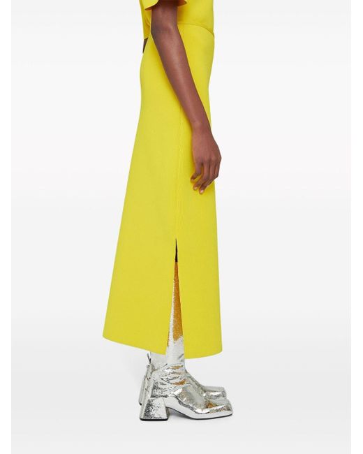 Jil Sander Yellow A-line Midi Skirt