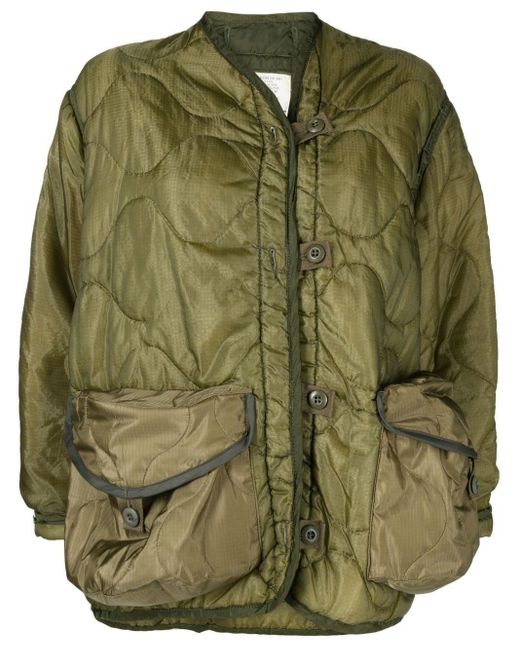 R13 Quilted Bomber Jacket in Green Lyst