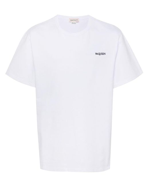 Alexander McQueen White Logo Cotton T-Shirt for men