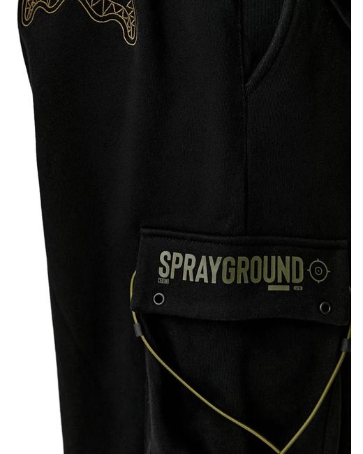 Sprayground Black Unleash The Shark Logo-Print Cargo Pants for men