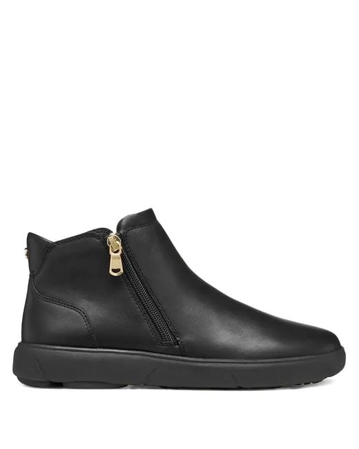 Geox Black Bottines À Fermeture Zippée