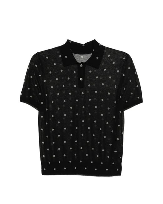 JNBY Black Polka Dot Polo Top
