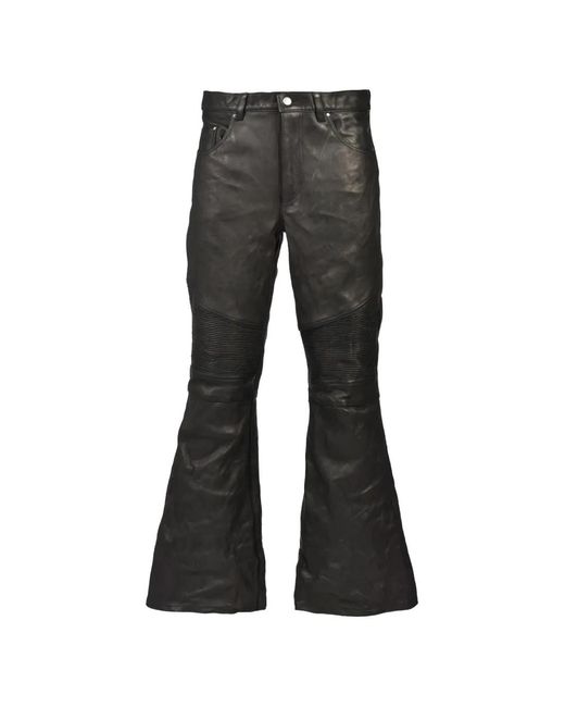 FILTH Black Panelled Leather Flared Trousers for men