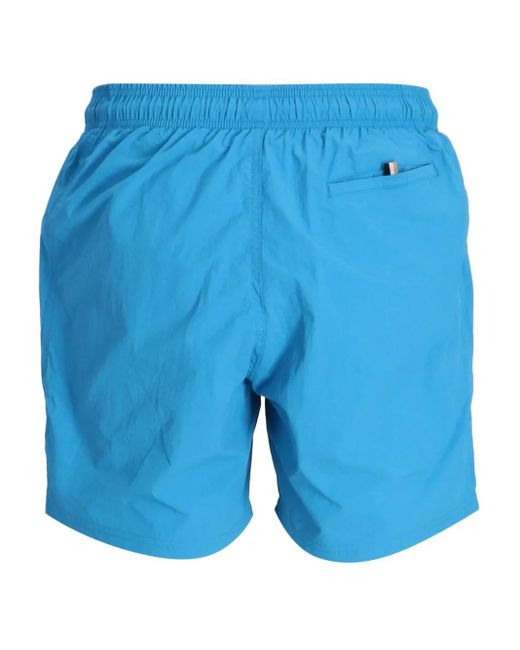 Boss Blue Logo-Print Swim Shorts for men