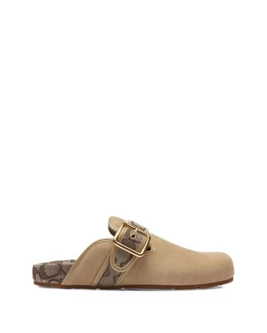 COACH Brown Mules À Motif Monogrammé Et Boucle