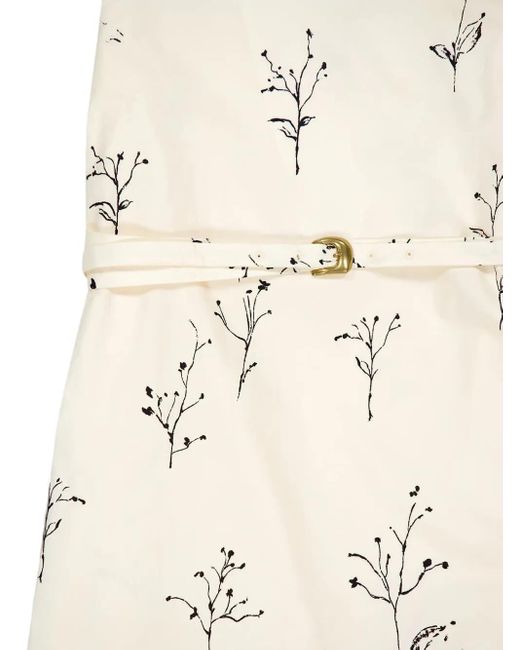 Altuzarra White Floral-Print Puff-Sleeve Midi Dress