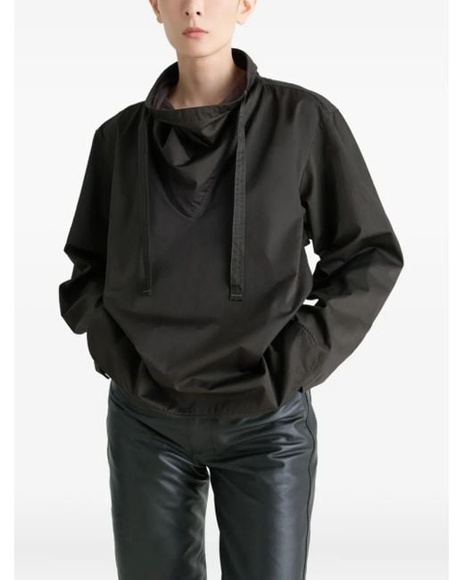 Lemaire Black High-Neck Drawstring Blouse