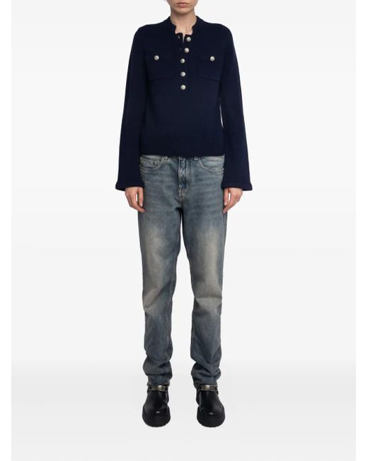 Zadig & Voltaire Blue Button-Detail Jumper