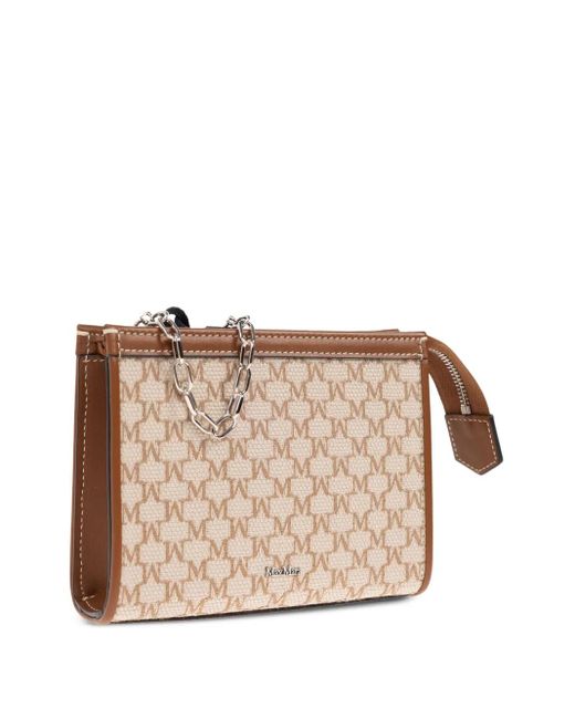 Max Mara Brown Monogram-Pattern Clutch Bag