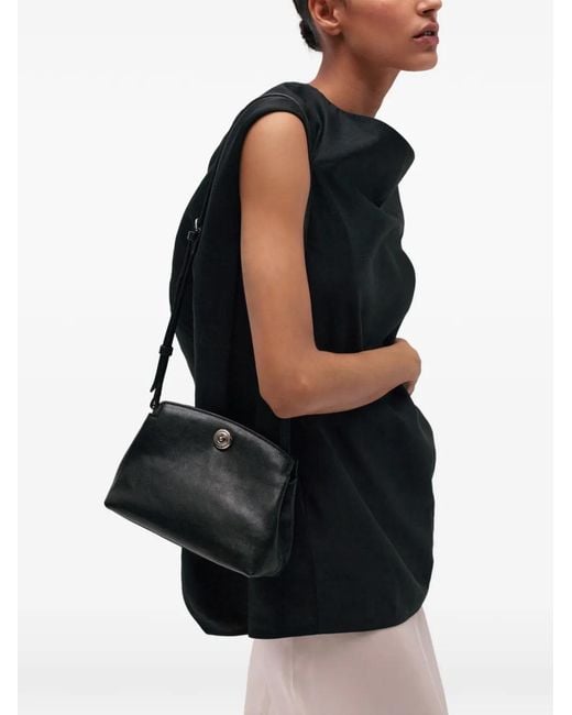 Liffner Black Pushlock Shoulder Bag