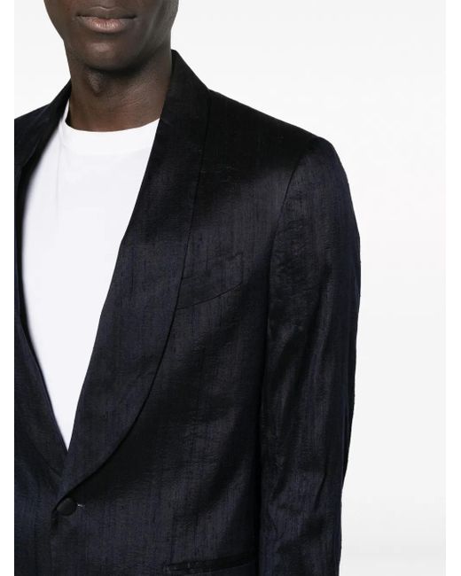 Lardini Blue Single-Breasted Silk Blazer for men