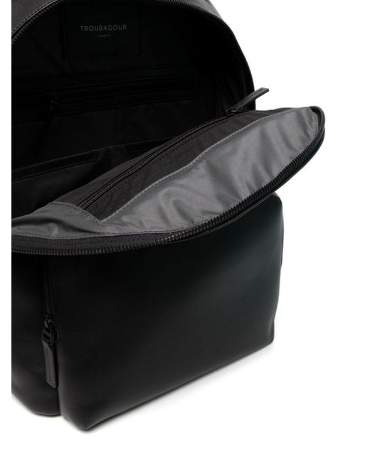 Troubadour Black Slipstream Logo-lettering Leather Backpack