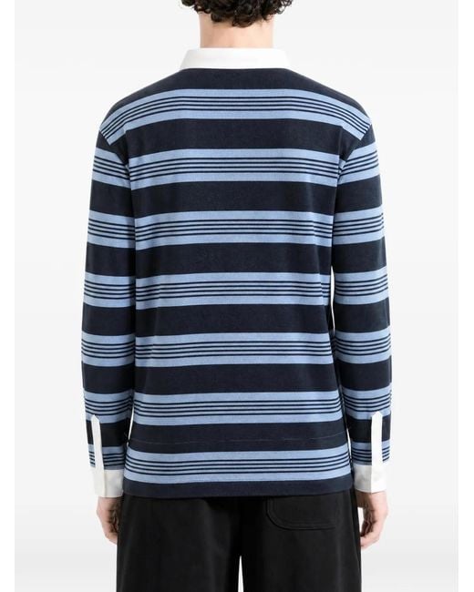 Lacoste Blue Striped Long-Sleeve Polo Shirt for men