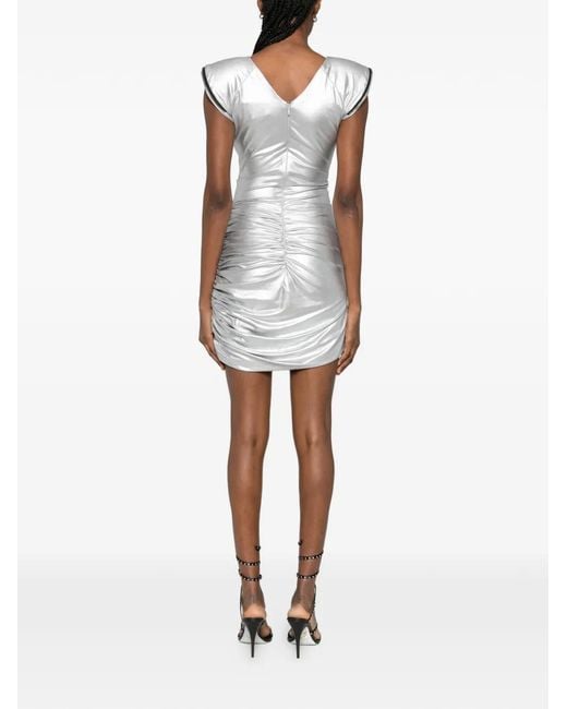MITILIANE COUTURE White Piercing Leather-Panel Mini Dress