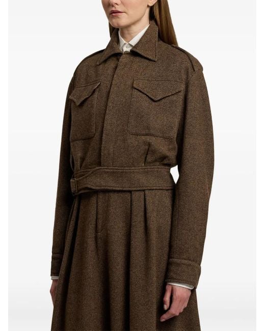 Ralph Lauren Brown Belted Flap-Pocket Jacket