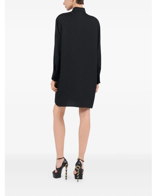 Roberto Cavalli Black Long-Sleeve Shirt Dress