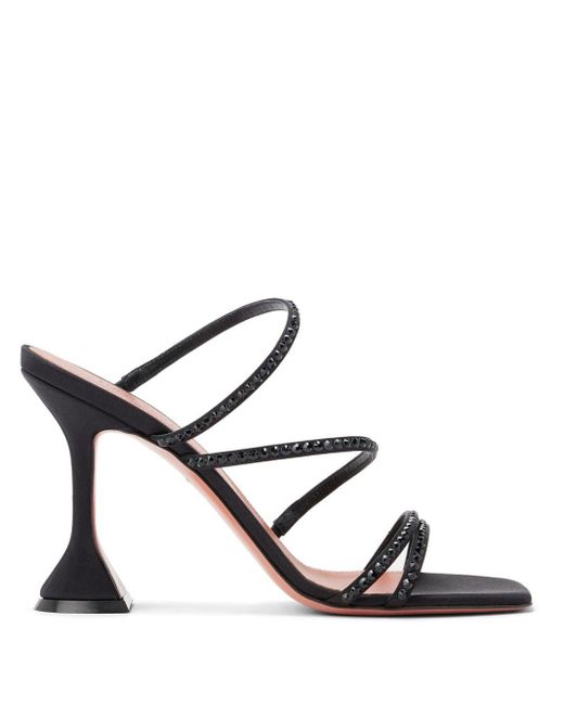 AMINA MUADDI Black Gilda 95mm Crystal-embellished Sandals