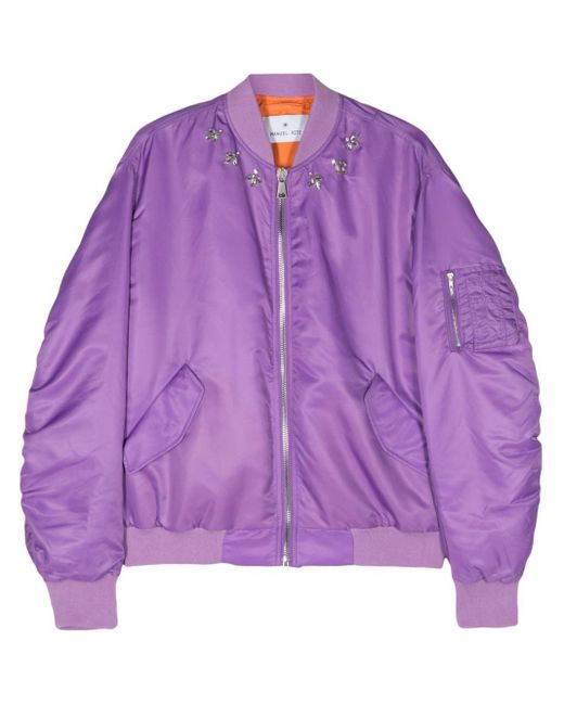 Manuel Ritz Purple Rhinestone-embellished Bomber Jacket
